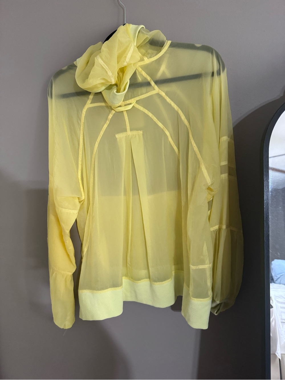 Free People Movement Sheer Mesh Hoodie Pullover Lemon Yellow XS TP MSRP $128 - Picture 3 of 4